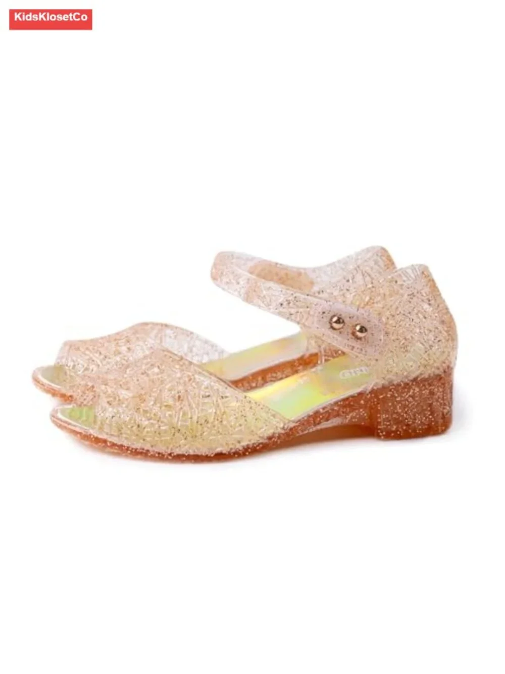 Girls Princess Jelly Wedge Sandals Glitter Costume Party Shoes